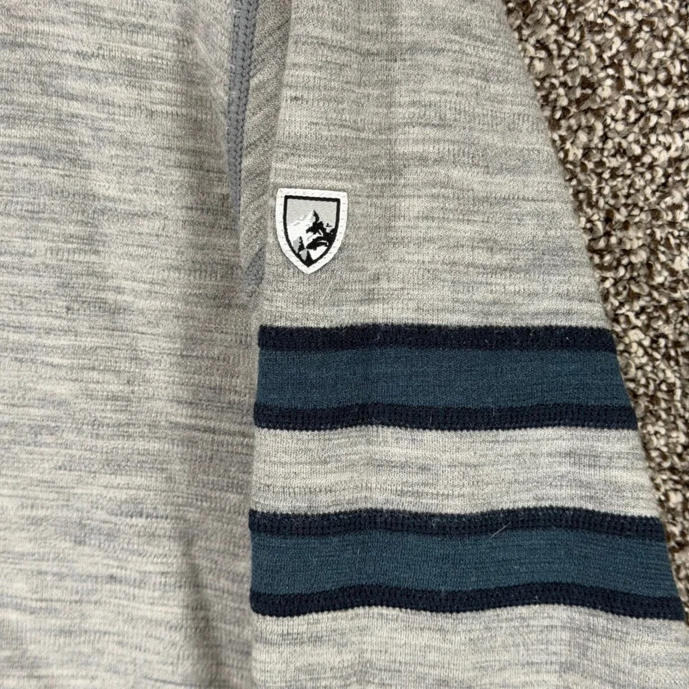 KUHL Team 1/4 Zip Pullover Sweater Mens L Gray Merino Wool Thumbholes